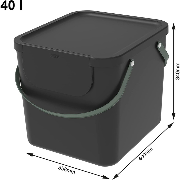 Кухонна система для видалення сміття Rotho Albula, набір з 2, об'ємом 40 л, не містить бісфенолу А, кольорова (Чорний / Чорний, 40 літрів)