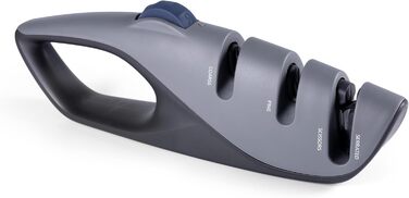 Професійний ручний точило для ножів з 5 кутами, дизайн з Великобританії, 3-ступенева заточка роликів, для кухонних ножів, ножів для хліба, кишенькових ножів, мисливських ножів, ножиць (сірий, 26 см)