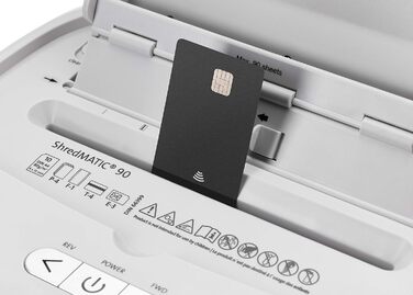 Шредер Dahle ShredMATIC 90 з автоподачею паперу (90 аркушів, P-4, шредер частинами, без масла та обслуговування, автоматичний втягувач) світло-сірий/сірий, рівень безпеки P4, 90 аркушів