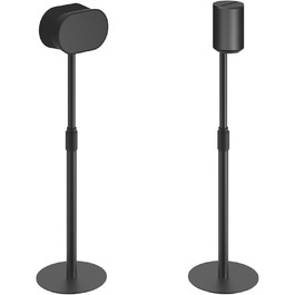 Підставка для колонок Sonos Era 100 та 300, регульована висота (68,2-106,8 см), з інтегрованим кабельним менеджментом, стабільна металева конструкція (5 кг вантажопідйомність), 1 пара (2 шт), чорний