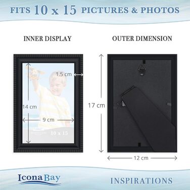 Фоторамка Icona Bay 10x15 см, 6 шт. , деталізовані молдинги, сучасний набір, настінна/столова, колекція натхнення (10x15, чорний)