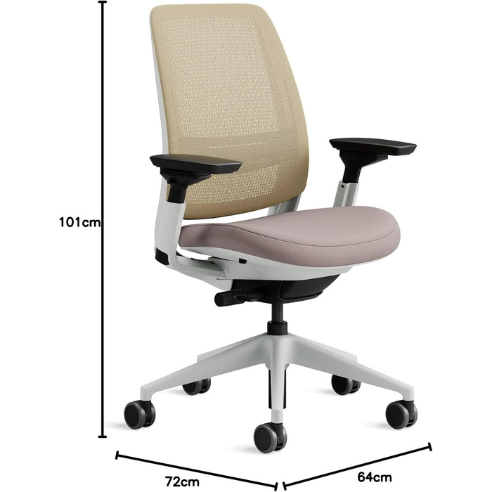 Офісний крісло Steelcase Series 2 з підтримкою спини LiveBack, 4D підлокітники, регульована підголовник, колір Трюфель, сучасний дизайн