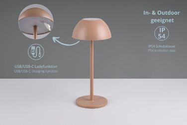 Бездротова лампа Роберта: LED-настільна лампа, нічник з регулюванням яскравості, USB-зарядка, 30 см, Кофе