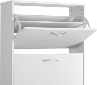 Шафа для взуття Casaria® на 18 пар, 115x60x25 см, 3 дверцята, дерево бук, білий колір, з блокуванням від перекидання