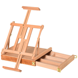 Мольберт Vinsetto Easel Studio з букового дерева, складний і регульований по куту, з висувним ящиком, натуральний, 42x36x12,5см для художнього приладдя