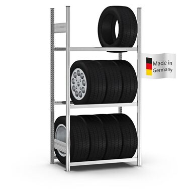 Регулятор для шин PROREGAL | Поличкова стійка | 200x100x40 см | 3 рівня | Макс. навантаження 150 кг | Оцинкована сталь | Стійка для шин у гараж