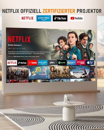 Міні проєктор Smart Beamer A-27000L: Full HD 1080P, WiFi6, Bluetooth, Netflix, 4K, Автофокус, для дому та на вулицю