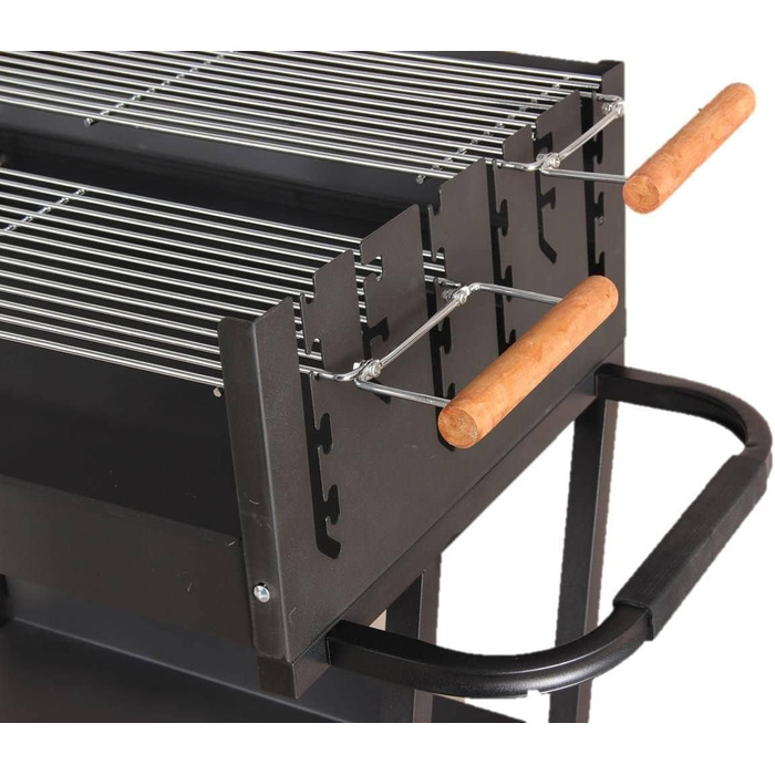 Мангал Tarrington House Brigida з чавунною решіткою, сталь, 2 регульовані решітки, на колесах, чорний