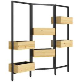 Кашпо з захистом від поглядів, Високий грядок з відкидним шпалером, 6 горщиків для рослин з дренажними отворами, сталь