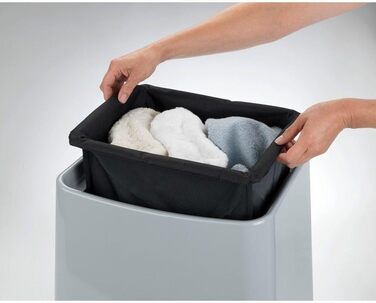 WENKO 2в1 пуф-контейнер Wing білий - для збору білизни, табурет для ванної кімнати з висувним мішком для білизни, об'єм 33 л, пластик (ABS), 45 x 48 x 33 см, білий, 48 x 33 x 45 см (сірий)