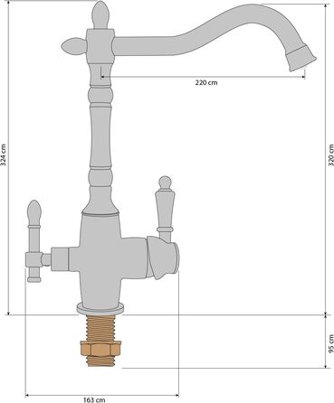 АОРА Вінтажний 3-сторонній хромований змішувач у стилі кантрі Змішувач для раковини для фільтрів води, систем осмосу Змішувач для фільтра для води