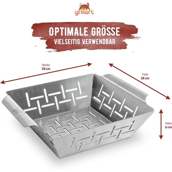 Кошик для гриля grillart преміум-класу з нержавіючої сталі, придатна для використання в якості кошика для овочів, кошика для риби і піддону для гриля-універсальна і