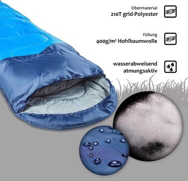Спальний мішок anaterra - для, будь-якої пори року, кемпінгу, з компресійним мішком, легкий, невеликий розмір рюкзака, відкритий, водонепроникний - зимовий спальний мішок, літній спальний мішок, кемпінговий спальний мішок (Модель 6)