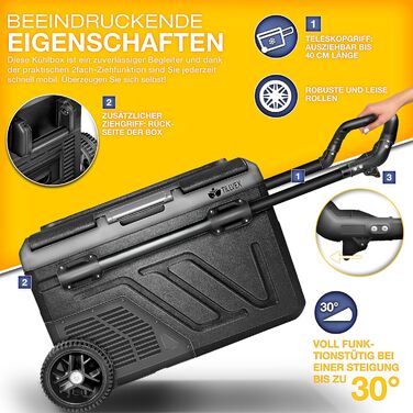 Автомобільний холодильник Tillvex Kompressor 40/50 л електричний з Wi-Fi та охолодженням до -20°C для авто, вантажівок, кемпінгу (12/24V, 230V, з акумулятором, чорний)