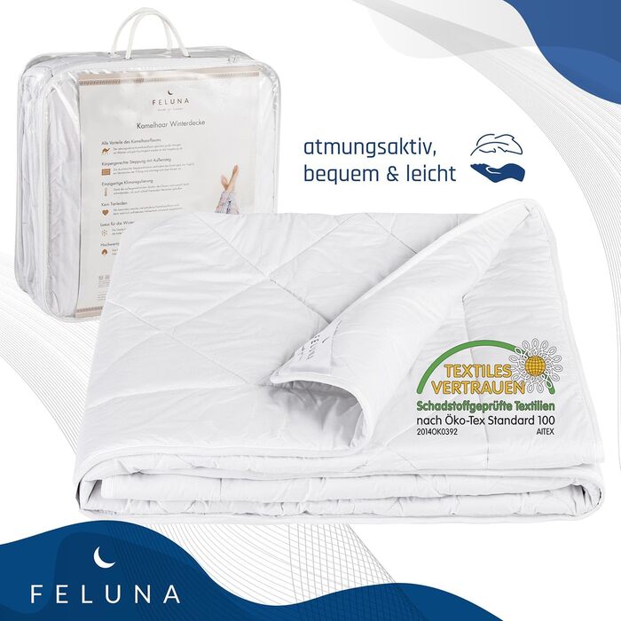 Ковдра зимова Feluna® з верблюжої вовни, 135x200 см | Зимова ковдра з верблюжим пухом