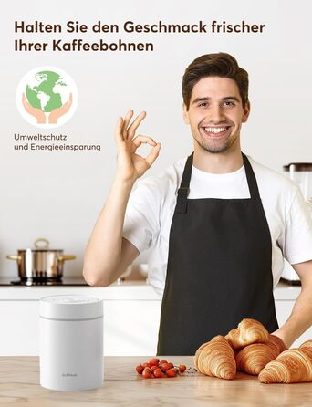 OUTPEAK Neo 2025 Kilo Auto-Vakuum-Kaffeedose: Вакуумний контейнер для кави OUTPEAK Neo 2025 Kilo, 1,5 л (500 г кавових зерен), з автоматичним вакуумуванням, нержавіюча сталь, для бариста, подарунок (великий, матовий чорний)