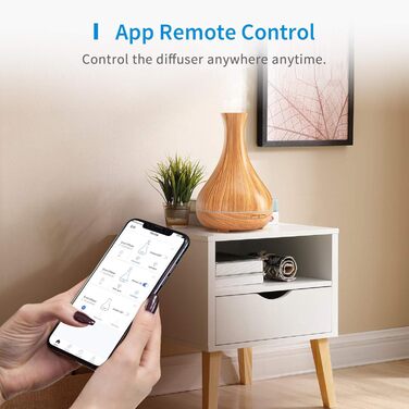 Аромадифузор Meross працює з Apple HomeKit, Alexa та Google Home, розумний ультразвуковий зволожувач ефірних олій 400 мл, керований додатком WiFi дифузор олії Ароматична лампа зі світлодіодним підсвічуванням RGB (Wifi аромадифузор)