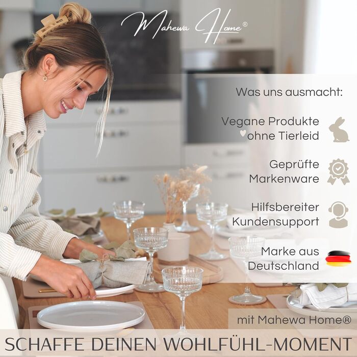 MAHEWA® Преміум-комплект з 6 фетрових серветок для столу (6 шт.) - антиковзаючі, миючі, для посуду