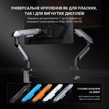 Настільне кріплення для монітора Anda Seat Stealth Pro II RGB 17’’-42’’ Titanium