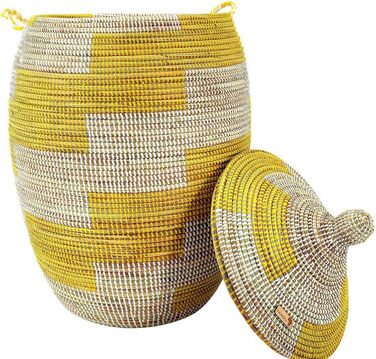 Кошик для білизни YAADU з кришкою XXL - великий контейнер для білизни, жовтий