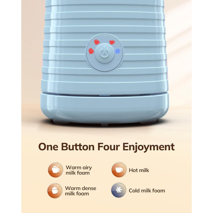 Електричний піноутворювач для молока Morpilot 4-в-1, для лате, капучино, макіато - блакитний