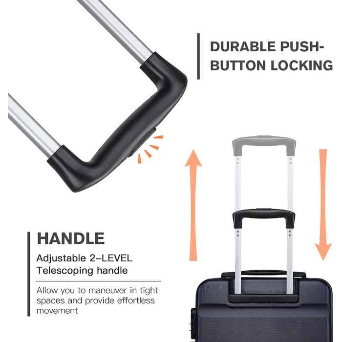 Чемодан-валіза KONO на коліщатках, середній, з ABS пластику, блакитний (колекція)