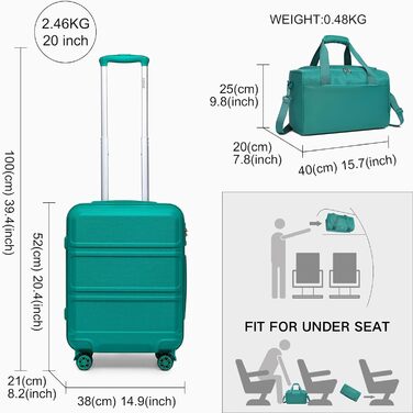 Набір валіз та дорожньої сумки KONO 55 см, кремово-білий (2 шт.)