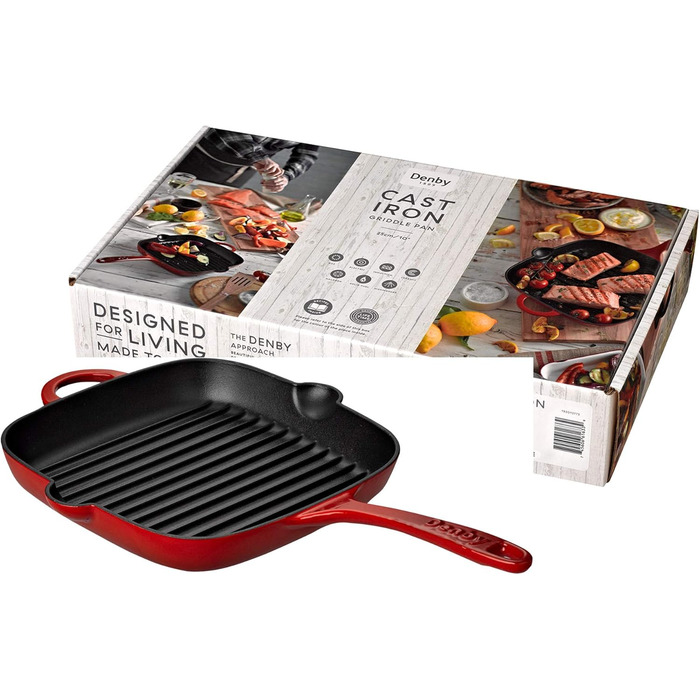 Сковорода-гриль Denby Halo 25 см, чавун, рубіново-червоний (25 см)
