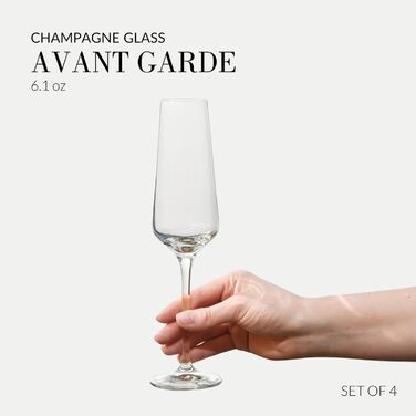 Кроснo Champagnerflötengläser: 4 кришталеві келихи для шампанського, 180 мл, колекція Avantgarde, для шампанського, просекко, сект, миється в посудомийній машині