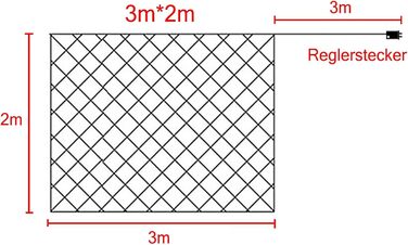 Світлодіодна мережа 3x2м, 250 LED, 8 режимів, IP44, теплий білий, для приміщень/вулиці