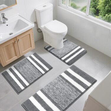 Набір килимків для ванної кімнати з мікрофібри, 60 x 120 см, 50 x 80 + 50 x 120 + 50 x 60 см, набір, рушники для ванної, килимки для душу, антиковзаючі, для вітальні, спальні, темний сірий