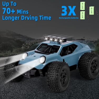 Радіокерований позашляховик Monstertruck 1:20 2.4GHz з фарами, 3 акумулятори (70 хв роботи) - іграшка для дітей та дорослих