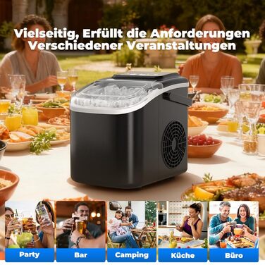 Машина для приготування льоду 12 кг/24 год, компактна модель 1,2 л, самоочищення, кошик/лопатка для льоду, 8 кубиків за 6-9 хвилин, для кухні/офісу/вечірки/дому/RV