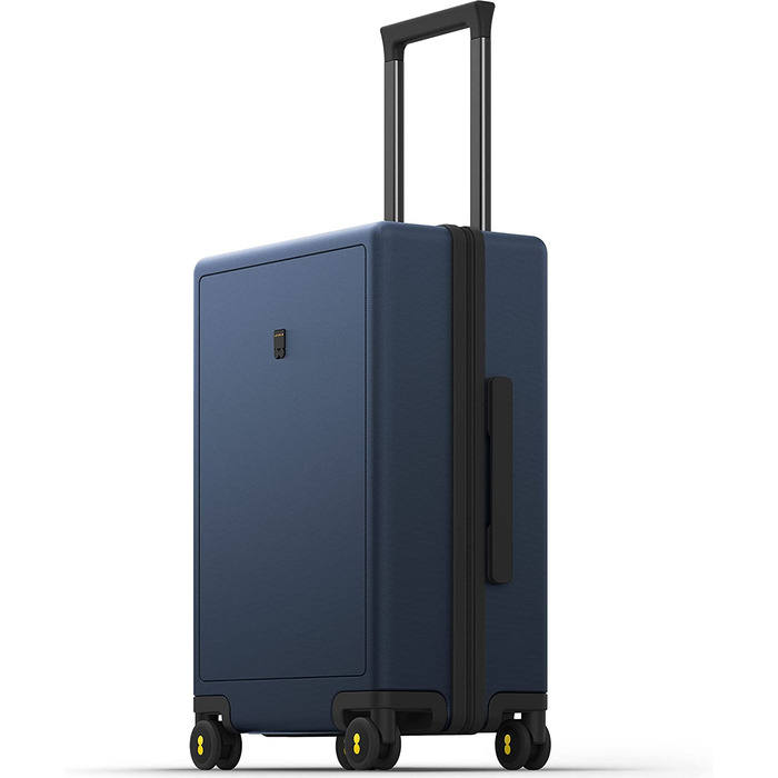 Валіза LEVEL8 на 4 колесах, жорсткий пластиковий чемодан 100% полікарбонат, TSA замок, мікродіамантова текстура, ручна поклажа, синій, 54x23.5x37 см, 40 л