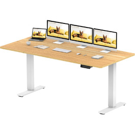 SANODESK електричний стіл для роботи стоячи та сидячи 180x80 см, 2 мотори, пам'ять висоти, білий+клен