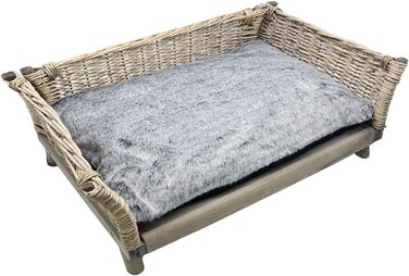 Лежанка для собак плетений кошик для собак з подушкою, що миється, також як лежанка для котів або кошик для котів 90 x 55 x 35 см