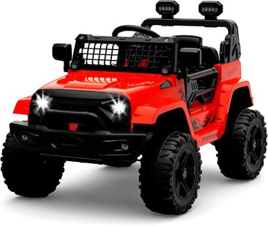 Дитячий електромобіль 12V з пультом, Bluetooth, LED, амортизацією, 2 швидкості, для дітей 3-8 років (білий/червоний)