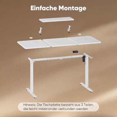 Регульований стіл Sweetcrispy з підставкою для монітора, електричний, ергономічний, стоячи/сидячи, комп'ютерний, vintage, білий, 120 x 60 см