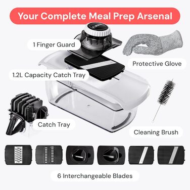 Мандоліна для овочів Gemüsehobel: набір 6-в-1 для нарізки овочів та фруктів | Нарізна терка для кухні