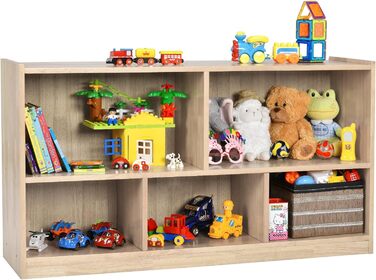 Дерев'яна дитяча полиця DREAMADE, книжкова шафа для зберігання іграшок для дітей, полиця для іграшок для дитячої кімнати, ігрової кімнати та дитячої, 111 x 30 x 61,5 см (натуральна)