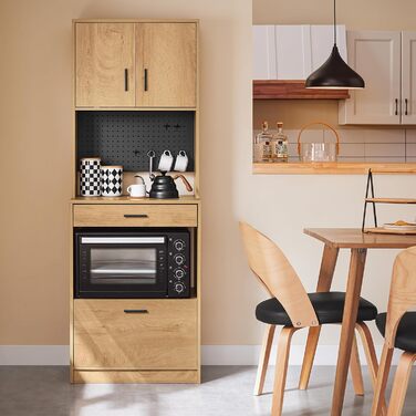 Кухонна шафа SoBuy з мікрохвильовою нішею (Ø6 см) та жалюзі-дверцятами, буфет, багатофункціональна шафа, меблі для кухні та вітальні, дуб-чорний, 107×40×85 см, FSB103-N