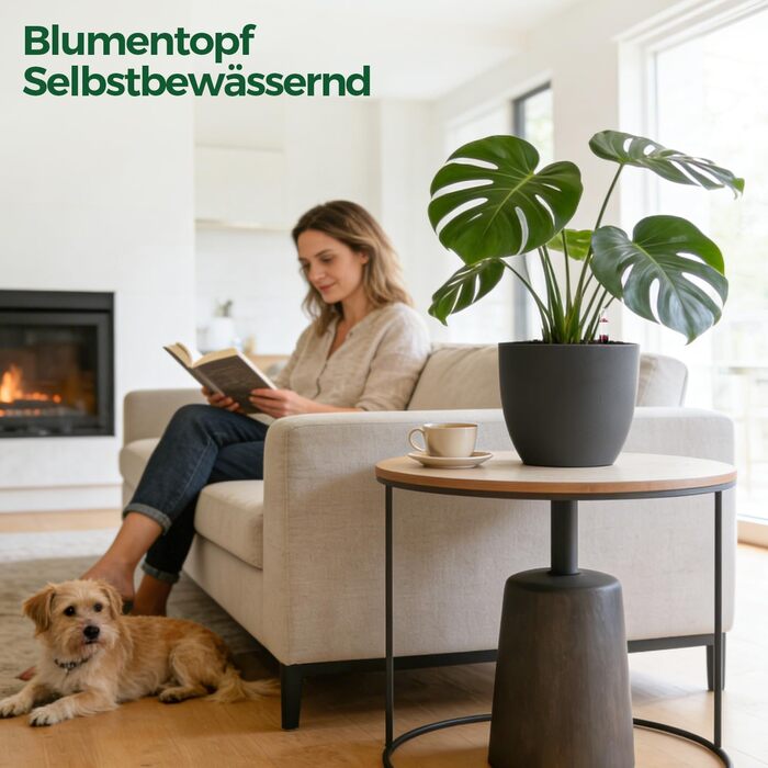 Автополив горщик з індикатором рівня води, 2 шт. - практичний горщик для квітів для зайнятих початківців та садівників, підходить для монстери/розмарину, для дому та саду (сірий, 20 см)