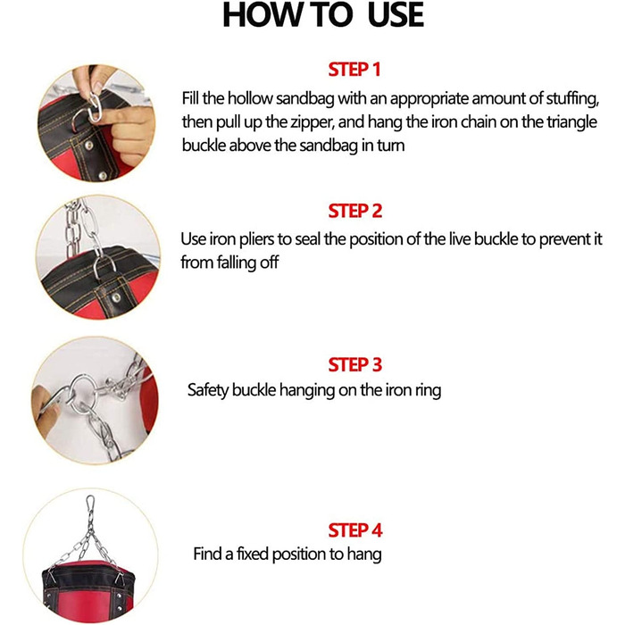 Боксерська груша Sfeexun, набір для дорослих, надпотужний Боксерський мішок з піском, підвісний Боксерський мішок, боксерська груша з рукавичками, ланцюжок, стельовий гачок (незаповнений), чорний, 100,0 см