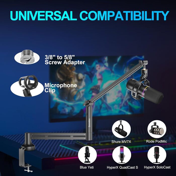 Стійка для мікрофона Low Profile з кріпленням до столу (7 см), адаптери 3/8