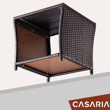 Журнальний столик Casaria Poly Rattan зі стільницею з ДПК, 45x45x40 см, 80 кг, стійкий до погодних умов, коричневий