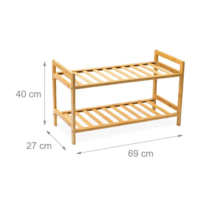Стелаж для взуття з бамбука, що складається з секцій