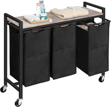 Кошик для білизни HOOBRO з 3 відділеннями, 119 л, на колесах, білий