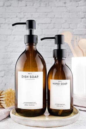 Набір дозаторів для мила MONOKO (4 шт.) з нержавіючої сталі, 500 мл, коричневий