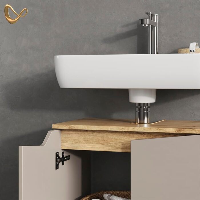 Шафка під раковину Livinity Bad Timavo, білий колір, 60 x 67 см з полицею, білий (Greige)