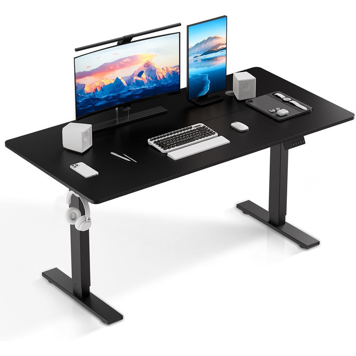 Регульований стіл 60x110 см, електричний з пам'яттю та захистом від зіткнень, висота 70–117 см, для офісу, дому та геймінгу (білий). Також доступний розмір 140x60 см (чорний)